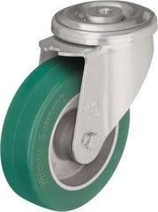 Blickle - 5" Diam x 1-37/64" Wide x 6-7/64" OAH Hollow Kingpin Mount Swivel Caster - Polyurethane-Elastomer Blickle Softhane, 770 Lb Capacity, Ball Bearing, Hollow Kingpin Stem - Exact Tooling
