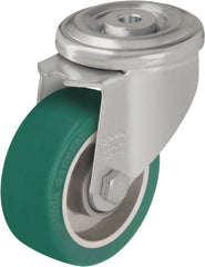 Blickle - 3" Diam x 1-37/64" Wide x 4-21/64" OAH Hollow Kingpin Mount Swivel Caster - Polyurethane-Elastomer Blickle Softhane, 506 Lb Capacity, Ball Bearing, Hollow Kingpin Stem - Exact Tooling