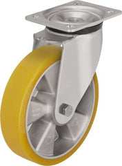 Blickle - 6-1/2" Diam x 1-31/32" Wide x 7-61/64" OAH Top Plate Mount Swivel Caster - Polyurethane-Elastomer Blickle Extrathane, 1,210 Lb Capacity, Ball Bearing, 5-1/2 x 4-3/8" Plate - Exact Tooling