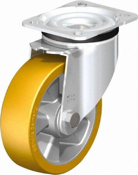 Blickle - 5" Diam x 1-9/16" Wide x 6-7/64" OAH Top Plate Mount Swivel Caster - Polyurethane-Elastomer Blickle Extrathane, 770 Lb Capacity, Ball Bearing, 3-15/16 x 3-3/8" Plate - Exact Tooling