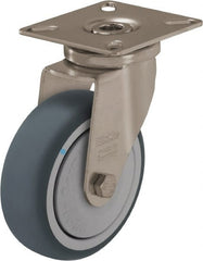 Blickle - 2" Diam x 3/4" Wide x 2-51/64" OAH Top Plate Mount Swivel Caster - Thermoplastic Rubber Elastomer (TPE), 110 Lb Capacity, Ball Bearing, 2-3/8 x 2-3/8" Plate - Exact Tooling