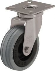Blickle - 3" Diam x 63/64" Wide x 3-15/16" OAH Top Plate Mount Swivel Caster - Solid Rubber, 132 Lb Capacity, Plain Bore Bearing, 2-3/8 x 2-3/8" Plate - Exact Tooling