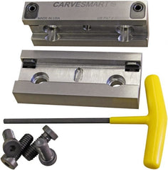 CarveSmart - 3/4" Jaw Width, 1.685" Jaw Height, 3/4" Jaw Thickness, Quick Change Jaw System Vise Jaw Sets - Steel, Bolt-On, 2 Jaws, Semi-Hard Jaws - Exact Tooling