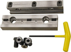 CarveSmart - 1" Jaw Width, 1.99" Jaw Height, 1" Jaw Thickness, Quick Change Jaw System Vise Jaw Sets - Steel, Bolt-On, 2 Jaws, Semi-Hard Jaws - Exact Tooling