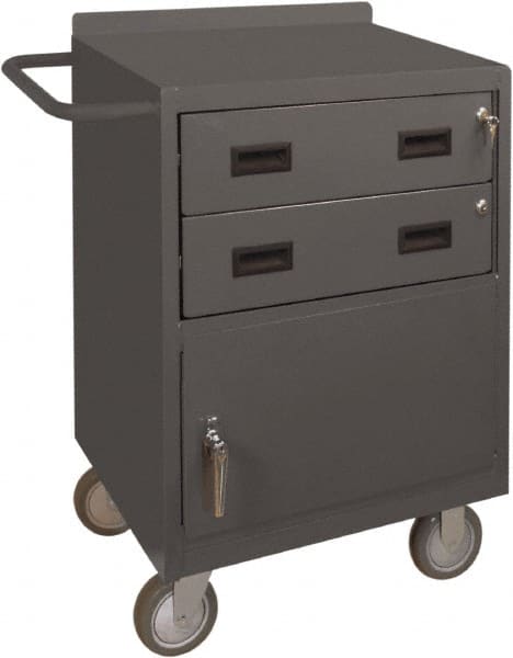 Durham - 1,200 Lb Capacity, 18" Wide x 24" Long x 39-3/4" High Mobile Cart - 1 Door, 2 Drawer, Steel, 2 Rigid/2 Swivel Casters - Exact Tooling