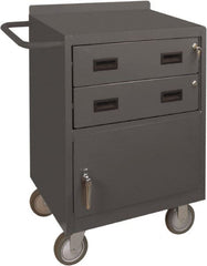 Durham - 1,200 Lb Capacity, 18" Wide x 24" Long x 39-3/4" High Mobile Cart - 1 Door, 2 Drawer, Steel, 2 Rigid/2 Swivel Casters - Exact Tooling