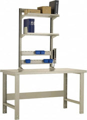 Rousseau Metal - No Drawers, 2 Shelf Workstation - 1,100 Lb Capacity, Steel Top, Everest Blue, 60" Wide x 80" High x 30" Long - Exact Tooling