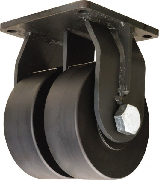 Hamilton - 6" Diam x 3" Wide x 10" OAH Top Plate Mount Dual Rigid Caster - Nylon, 10,800 Lb Capacity, Sealed Precision Ball Bearing, 8-1/2 x 8-1/2" Plate - Exact Tooling