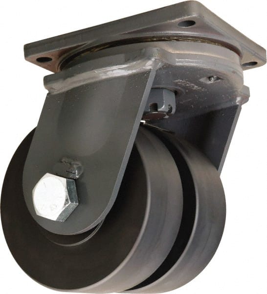 Hamilton - 6" Diam x 3" Wide x 10" OAH Top Plate Mount Dual Swivel Caster - Nylon, 10,800 Lb Capacity, Sealed Precision Ball Bearing, 8-1/2 x 8-1/2" Plate - Exact Tooling