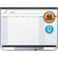 Quartet - 24" High x 36" Wide Magnetic Dry Erase Calendar - Fiberboard/Plastic Frame, Includes Dry-Erase Marker & Mounting Kit - Exact Tooling