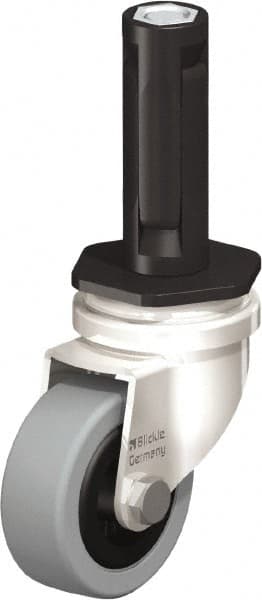 Blickle - 2" Diam x 45/64" Wide x 2-13/16" OAH Stem Mount Swivel Caster - Solid Rubber, 88 Lb Capacity, Plain Bore Bearing, Round Stem - Exact Tooling