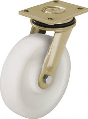 Blickle - 6-1/2" Diam x 1-31/32" Wide x 8-1/16" OAH Top Plate Mount Swivel Caster - Impact-Resistant Nylon, 1,870 Lb Capacity, Ball Bearing, 5-1/2 x 4-3/8" Plate - Exact Tooling