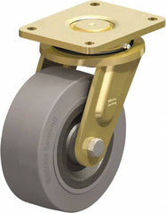 Blickle - 8" Diam x 3-9/64" Wide x 10-1/32" OAH Top Plate Mount Swivel Caster - Solid Rubber, 1,870 Lb Capacity, Ball Bearing, 6-7/8 x 5-1/2" Plate - Exact Tooling