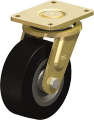 Blickle - 8" Diam x 3-9/64" Wide x 10-1/32" OAH Top Plate Mount Swivel Caster - Solid Rubber, 1,870 Lb Capacity, Ball Bearing, 6-7/8 x 5-1/2" Plate - Exact Tooling