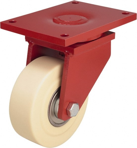 Blickle - 12" Diam x 3-9/64" Wide x 14-61/64" OAH Top Plate Mount Swivel Caster - Impact-Resistant Cast Nylon, 13,200 Lb Capacity, Ball Bearing, 10 x 7-7/8" Plate - Exact Tooling
