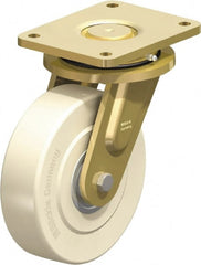 Blickle - 8" Diam x 2-5/32" Wide x 10-1/32" OAH Top Plate Mount Swivel Caster - Impact-Resistant Cast Nylon, 6,600 Lb Capacity, Ball Bearing, 6-7/8 x 5-1/2" Plate - Exact Tooling