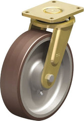 Blickle - 12" Diam x 3-9/64" Wide x 13-31/32" OAH Top Plate Mount Swivel Caster - Polyurethane-Elastomer Blickle Besthane, 5,280 Lb Capacity, Ball Bearing, 6-7/8 x 5-1/2" Plate - Exact Tooling
