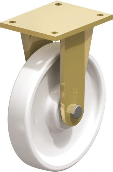 Blickle - 10" Diam x 1-31/32" Wide x 12" OAH Top Plate Mount Rigid Caster - Impact-Resistant Nylon, 3,300 Lb Capacity, Ball Bearing, 6-7/8 x 5-1/2" Plate - Exact Tooling