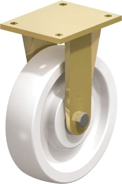 Blickle - 10" Diam x 2-9/16" Wide x 12" OAH Top Plate Mount Rigid Caster - Impact-Resistant Nylon, 4,400 Lb Capacity, Ball Bearing, 6-7/8 x 5-1/2" Plate - Exact Tooling