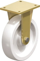 Blickle - 10" Diam x 2-9/16" Wide x 12" OAH Top Plate Mount Rigid Caster - Impact-Resistant Nylon, 4,400 Lb Capacity, Plain Bore Bearing, 6-7/8 x 5-1/2" Plate - Exact Tooling