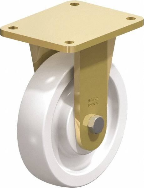Blickle - 8" Diam x 1-31/32" Wide x 9-41/64" OAH Top Plate Mount Rigid Caster - Impact-Resistant Nylon, 3,300 Lb Capacity, Ball Bearing, 5-1/2 x 4-3/8" Plate - Exact Tooling