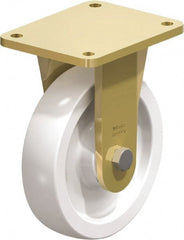 Blickle - 8" Diam x 1-31/32" Wide x 9-41/64" OAH Top Plate Mount Rigid Caster - Impact-Resistant Nylon, 3,300 Lb Capacity, Plain Bore Bearing, 5-1/2 x 4-3/8" Plate - Exact Tooling