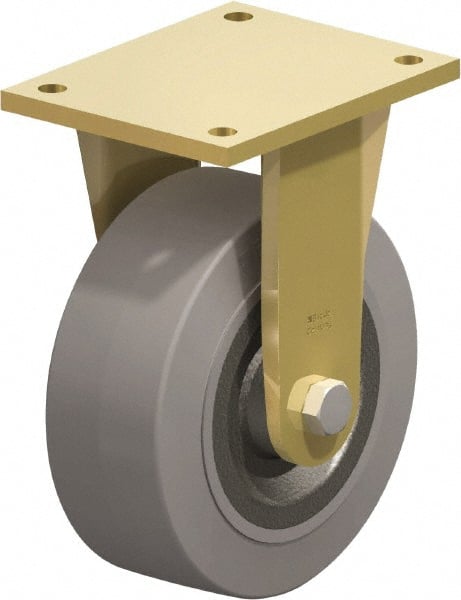 Blickle - 8" Diam x 3-9/64" Wide x 10-1/32" OAH Top Plate Mount Rigid Caster - Solid Rubber, 1,870 Lb Capacity, Ball Bearing, 6-7/8 x 5-1/2" Plate - Exact Tooling