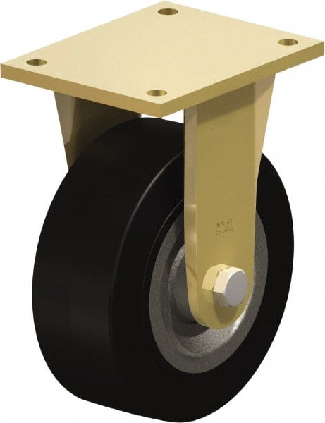 Blickle - 8" Diam x 3-9/64" Wide x 10-1/32" OAH Top Plate Mount Rigid Caster - Solid Rubber, 1,870 Lb Capacity, Ball Bearing, 6-7/8 x 5-1/2" Plate - Exact Tooling