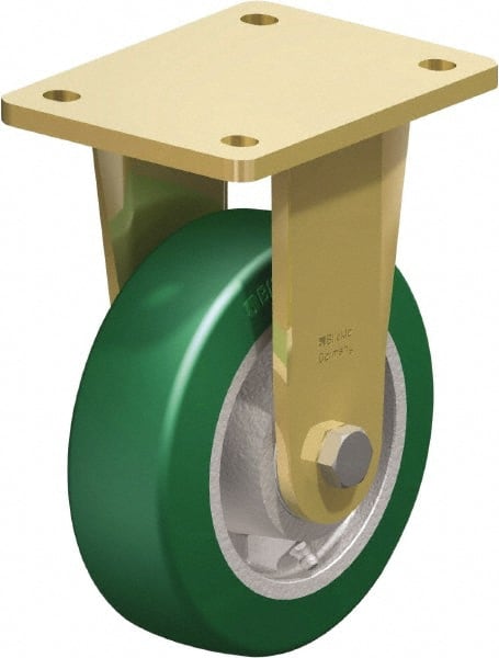 Blickle - 6" Diam x 1-31/32" Wide x 7-7/8" OAH Top Plate Mount Rigid Caster - Polyurethane-Elastomer Blickle Softhane, 1,210 Lb Capacity, Ball Bearing, 5-1/2 x 4-3/8" Plate - Exact Tooling