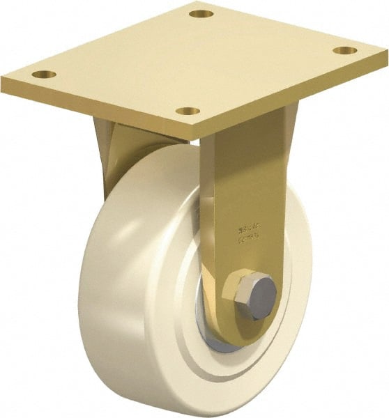Blickle - 6" Diam x 2-5/32" Wide x 8-5/64" OAH Top Plate Mount Rigid Caster - Impact-Resistant Cast Nylon, 5,500 Lb Capacity, Ball Bearing, 6-7/8 x 5-1/2" Plate - Exact Tooling