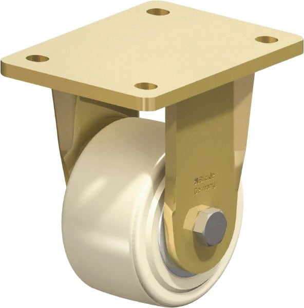 Blickle - 4" Diam x 2-5/32" Wide x 5-5/64" OAH Top Plate Mount Rigid Caster - Impact-Resistant Cast Nylon, 3,300 Lb Capacity, Ball Bearing, 5-1/2 x 4-3/8" Plate - Exact Tooling