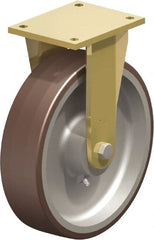 Blickle - 12" Diam x 3-9/64" Wide x 13-31/32" OAH Top Plate Mount Rigid Caster - Polyurethane-Elastomer Blickle Besthane, 5,280 Lb Capacity, Ball Bearing, 6-7/8 x 5-1/2" Plate - Exact Tooling