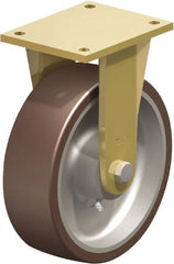Blickle - 10" Diam x 3-9/64" Wide x 12" OAH Top Plate Mount Rigid Caster - Polyurethane-Elastomer Blickle Besthane, 3,960 Lb Capacity, Ball Bearing, 6-7/8 x 5-1/2" Plate - Exact Tooling
