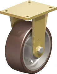 Blickle - 8" Diam x 3-9/64" Wide x 10-1/32" OAH Top Plate Mount Rigid Caster - Polyurethane-Elastomer Blickle Besthane, 3,520 Lb Capacity, Ball Bearing, 6-7/8 x 5-1/2" Plate - Exact Tooling