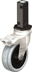 Blickle - 3" Diam x 63/64" Wide x 3-31/32" OAH Stem Mount Swivel Caster with Brake - Solid Rubber, 132 Lb Capacity, Plain Bore Bearing, Square Stem - Exact Tooling