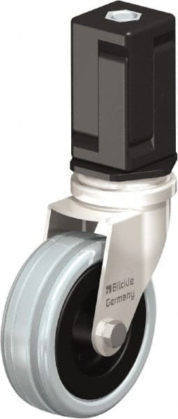 Blickle - 3" Diam x 63/64" Wide x 3-31/32" OAH Stem Mount Swivel Caster - Solid Rubber, 132 Lb Capacity, Plain Bore Bearing, Square Stem - Exact Tooling