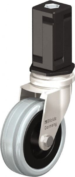 Blickle - 3" Diam x 63/64" Wide x 3-31/32" OAH Stem Mount Swivel Caster - Solid Rubber, 132 Lb Capacity, Plain Bore Bearing, Square Stem - Exact Tooling