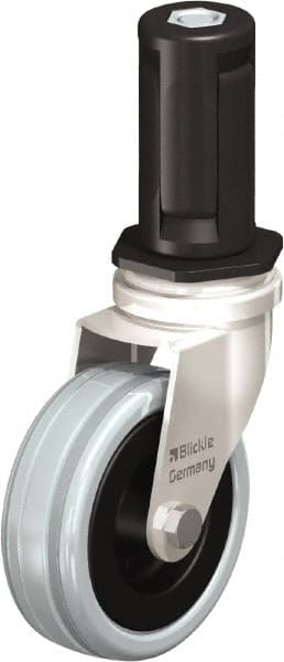 Blickle - 3" Diam x 63/64" Wide x 3-31/32" OAH Stem Mount Swivel Caster - Solid Rubber, 132 Lb Capacity, Plain Bore Bearing, Round Stem - Exact Tooling
