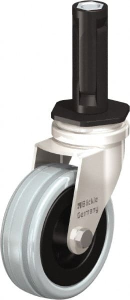 Blickle - 3" Diam x 63/64" Wide x 3-31/32" OAH Stem Mount Swivel Caster - Solid Rubber, 132 Lb Capacity, Plain Bore Bearing, Round Stem - Exact Tooling