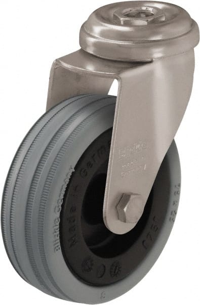 Blickle - 2" Diam x 45/64" Wide x 2-23/32" OAH Hollow Kingpin Mount Swivel Caster - Solid Rubber, 88 Lb Capacity, Plain Bore Bearing, Hollow Kingpin Stem - Exact Tooling