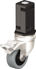 Blickle - 2" Diam x 45/64" Wide x 2-13/16" OAH Stem Mount Swivel Caster with Brake - Solid Rubber, 88 Lb Capacity, Plain Bore Bearing, Square Stem - Exact Tooling