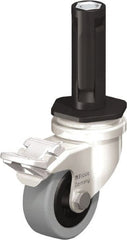 Blickle - 2" Diam x 45/64" Wide x 2-13/16" OAH Stem Mount Swivel Caster with Brake - Solid Rubber, 88 Lb Capacity, Plain Bore Bearing, Round Stem - Exact Tooling