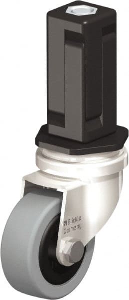 Blickle - 2" Diam x 45/64" Wide x 2-13/16" OAH Stem Mount Swivel Caster - Solid Rubber, 88 Lb Capacity, Plain Bore Bearing, Square Stem - Exact Tooling