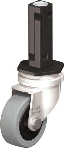 Blickle - 2" Diam x 45/64" Wide x 2-13/16" OAH Stem Mount Swivel Caster - Solid Rubber, 88 Lb Capacity, Plain Bore Bearing, Square Stem - Exact Tooling