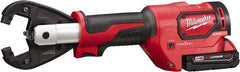 Milwaukee Tool - 6 Ton Electric Crimper - Includes Charger, 2 18V Li-Ion Batteries, Crimper Jaw, Carabiner, Utility Bucket Bag - Exact Tooling