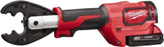 Milwaukee Tool - 6 Ton Electric Crimper - Includes Charger, 2 18V Li-Ion Batteries, Crimper Jaw, Carabiner, Utility Bucket Bag - Exact Tooling
