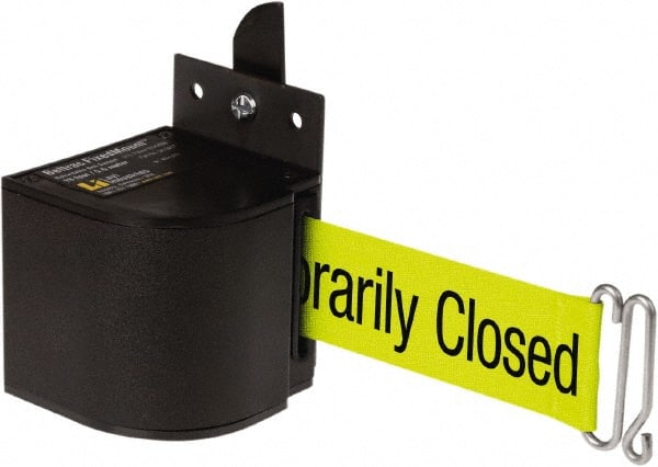 Lavi Industries - 3-1/2" High x 3-1/4" Long x 3-1/4" Wide Retractable Barrier Belt - Aluminum, Powdercoat Finish, Black, Use with Upright - Exact Tooling