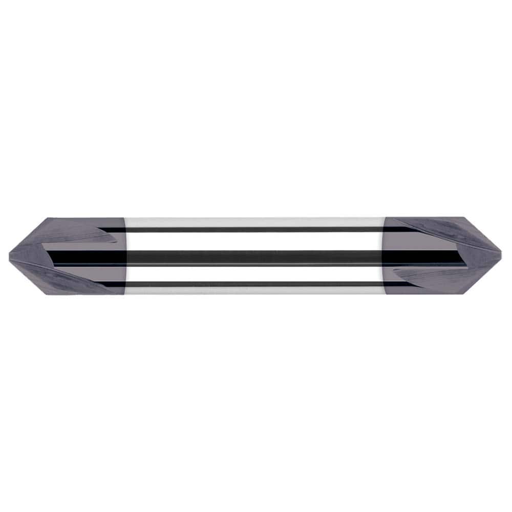 Harvey Tool - 1/4" Diam 40°/140° 3-Flute Double End Solid Carbide Chamfer Mill - Exact Tooling
