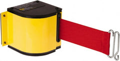 Lavi Industries - 3-1/2" High x 3-1/4" Long x 3-1/4" Wide Retractable Barrier Belt - Aluminum, Powdercoat Finish, Yellow, Use with Upright - Exact Tooling
