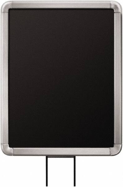 Lavi Industries - 11" High x 8-1/2" Long x 8-1/2" Wide Barrier Sign Frame - Aluminum, Satin Chrome Finish, Satin Aluminum, Use with Stanchion - Exact Tooling